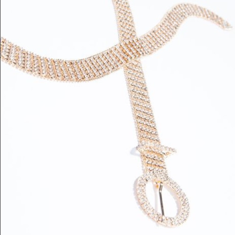Gold Rhinestone Waist Belt - Picture 3 of 3